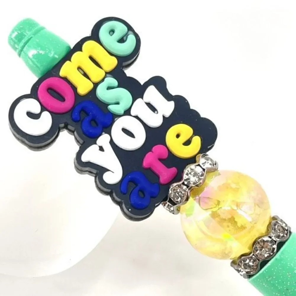 Come As You Are handmade pen NEW beads rhinestone bling cloud bead mint green ye
